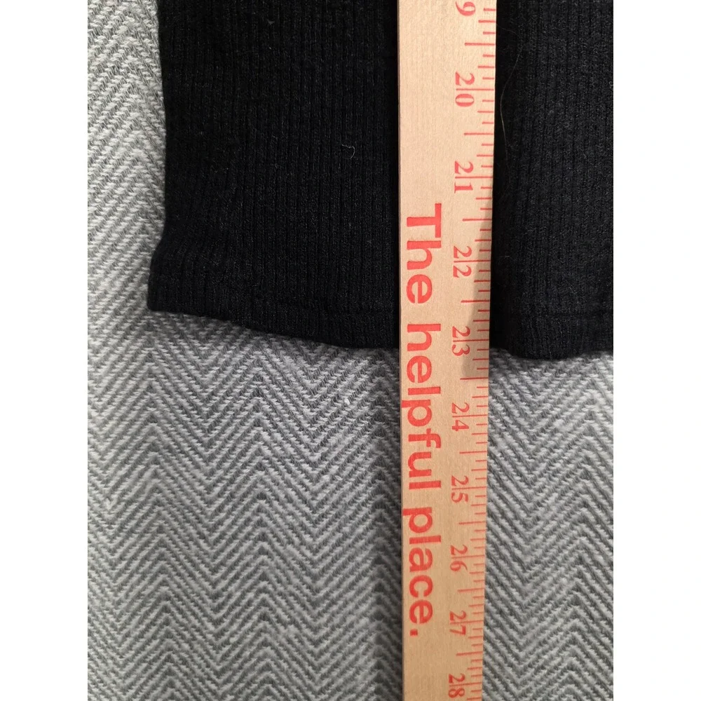 Maurices Black Lace Trim Thermal Henley Long Sleeve Top Plus Size 1X Ribbed Knit